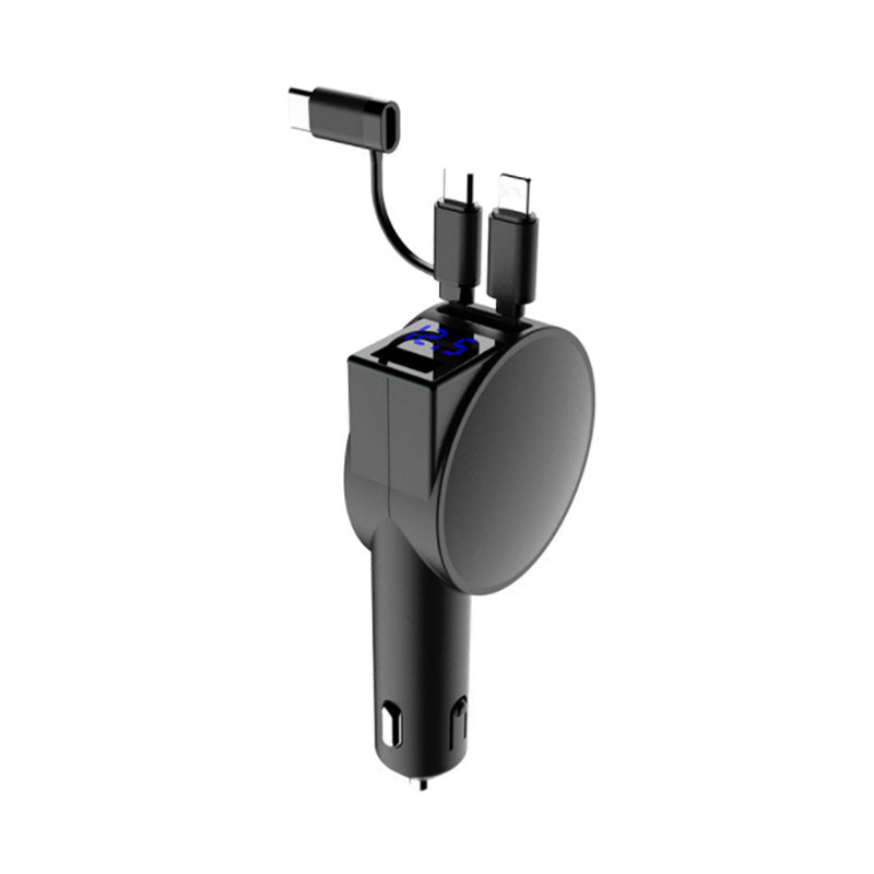 Universal vehicle electronics: 3-in-1 retractable fast charging car adapter with multiple cables