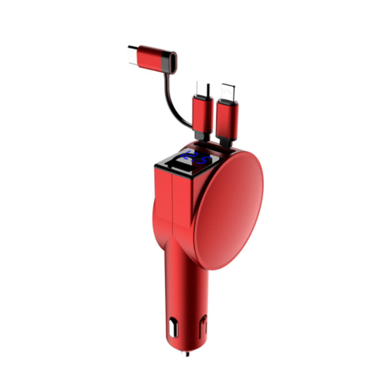 Stylish black 3-in-1 retractable fast charger, perfect car accessory for USB charging