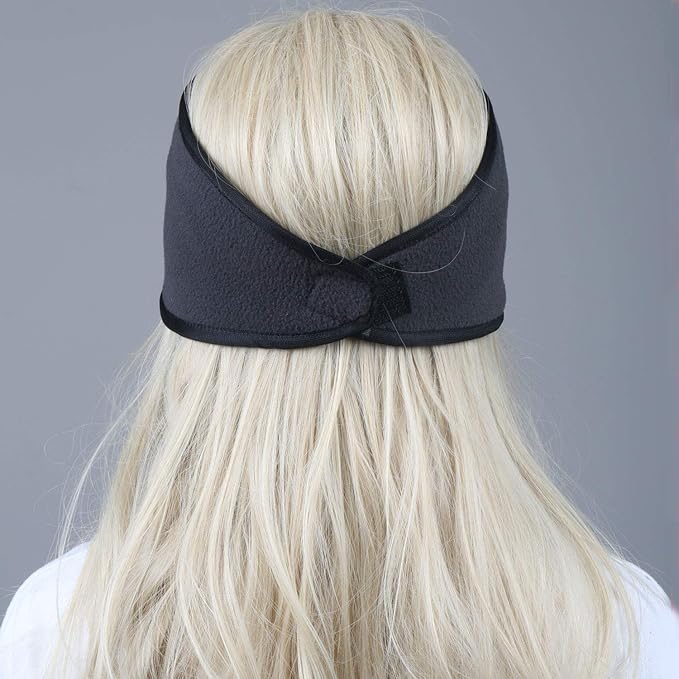 Unisex fleece ear warmers headband set providing thermal protection for winter running, skiing, and cold weather sports.