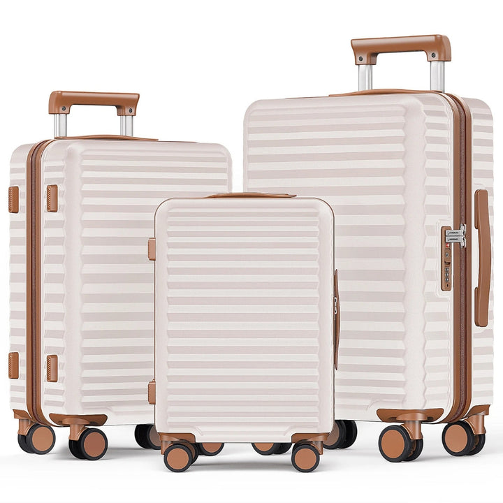 Elegant Monaco Skyline 3-piece hard shell luggage set. Stylish unisex suitcases with spinner wheels, perfect for any trip.