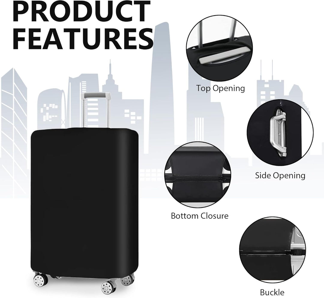 Black unisex 3-piece stretchable luggage covers. Essential suitcase protectors, anti-scratch & dustproof for travel.