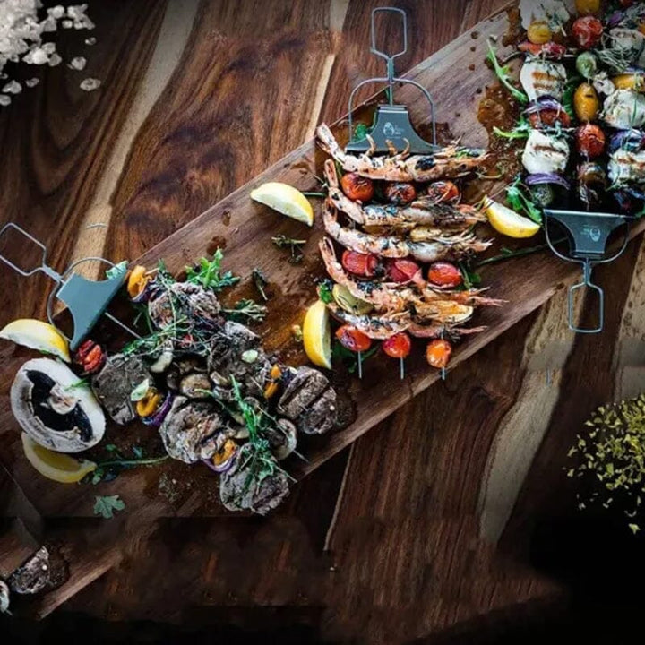 Rust-resistant 3-way stainless steel skewers, a must-have for grilling accessories
