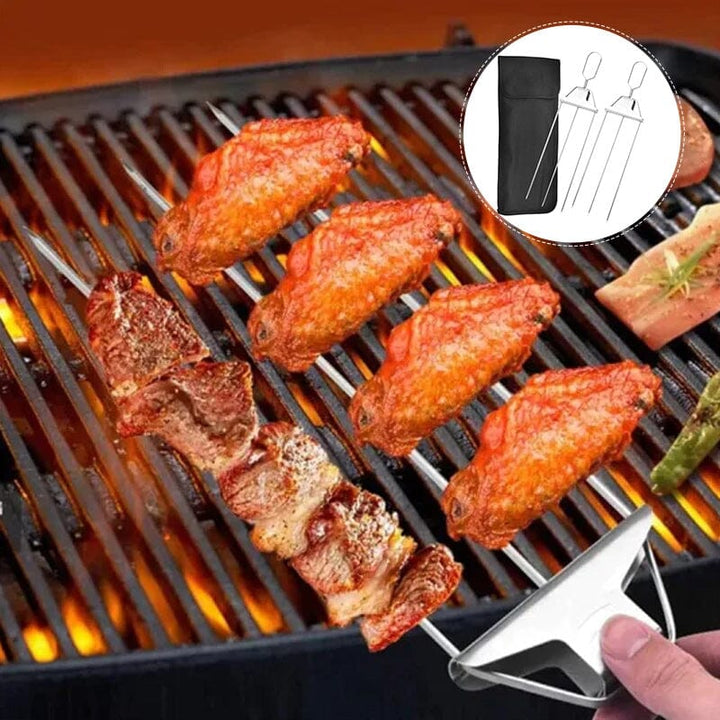 Grill master's choice: 3-way stainless steel skewers for perfect outdoor cooking