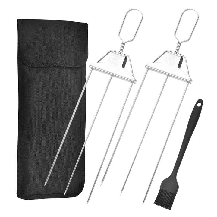 Long-lasting 3-way stainless steel grill skewers, superior to traditional wooden skewers