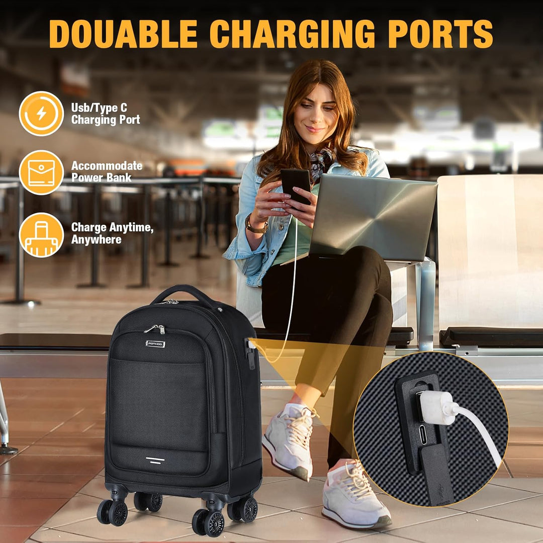 Versatile 30L rolling travel backpack with spinner wheels, ideal as a commuter or overnight laptop bag.