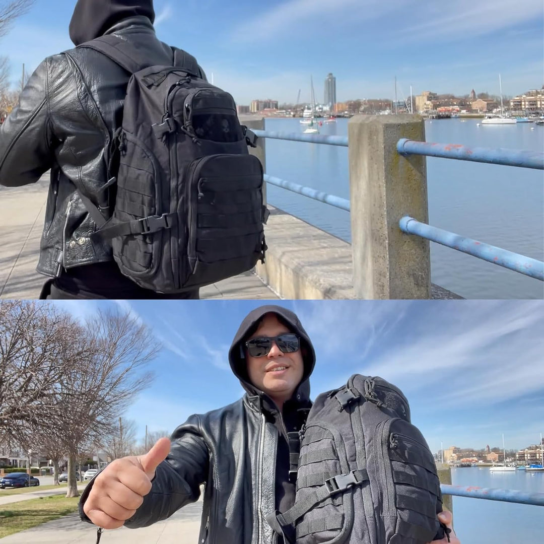 Durable 35L tactical daypack featuring a Molle system and secure laptop storage for versatile use.