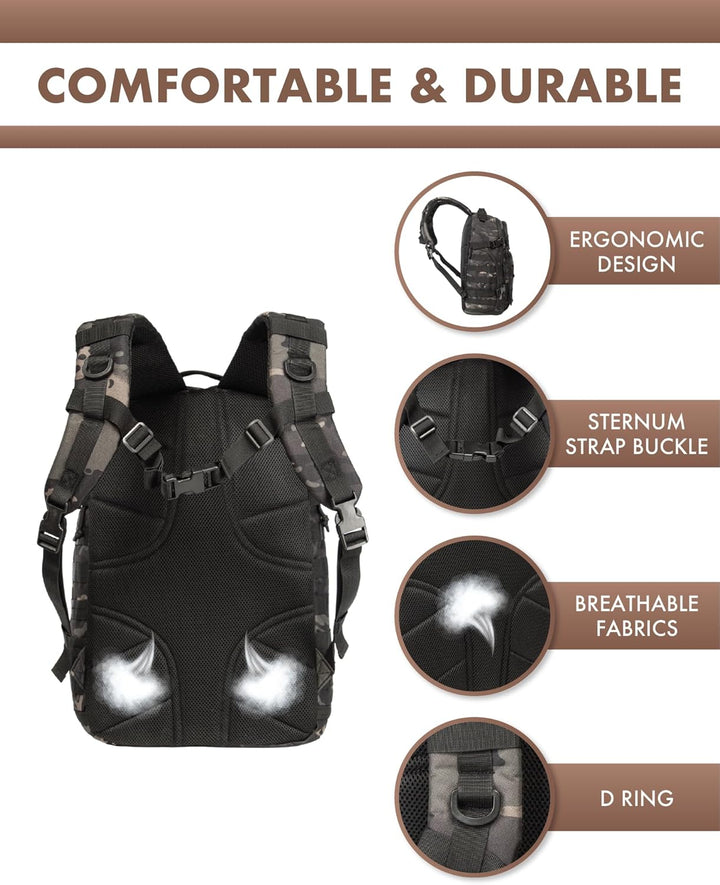Unisex 35L hiking backpack with multiple compartments and a secure laptop sleeve for tech-savvy adventurers.