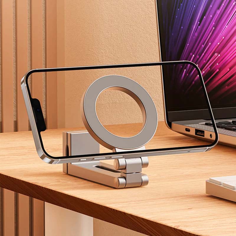 Unisex phone stand with strong magnetic grip, ideal for hands-free video calls
