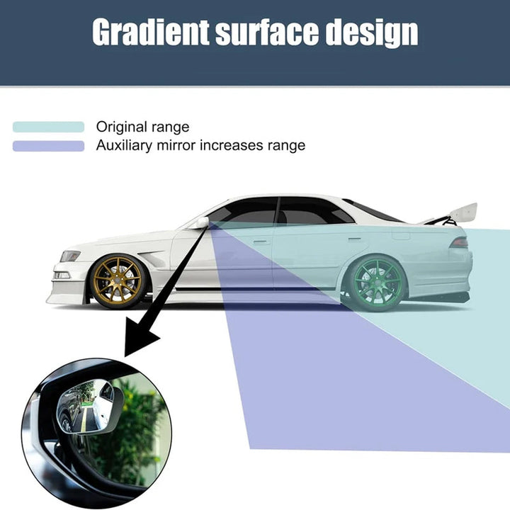 Vehicle rear view safety mirror, 360 degree adjustable wide angle