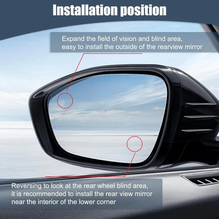 Blind spot mirror, 360° adjustable, for enhanced vehicle rear view