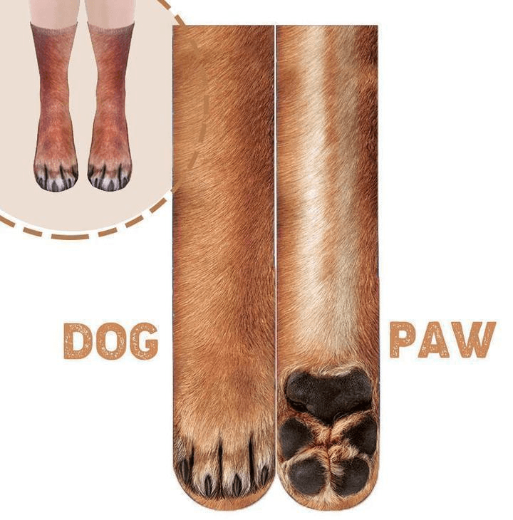 Unisex novelty paw socks, detailed bear print, 3D design, soft & warm for animal lovers.