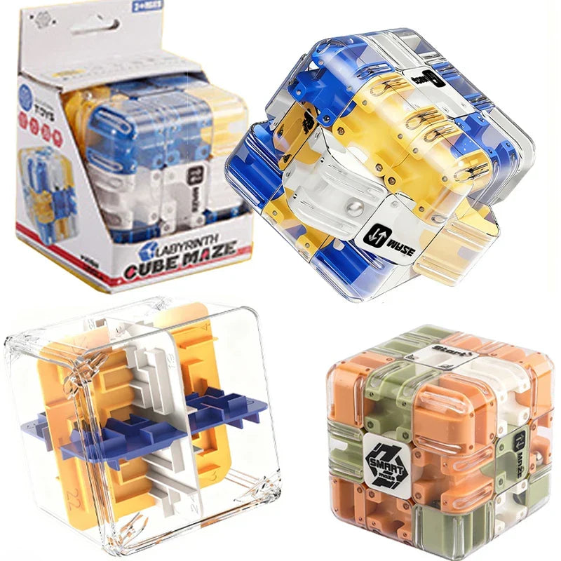 Unisex 3D Maze Puzzle Cube, a challenging brain teaser logic game for all ages.