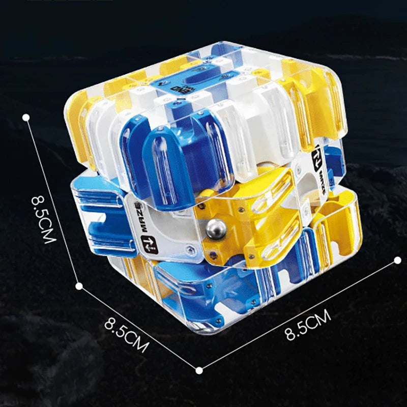 Durable plastic 3D Maze Cube, a unisex brain teaser and logic game for endless fun.