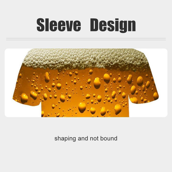 Detailed texture of the 3D print beer bubbles on this unisex short sleeve t-shirt
