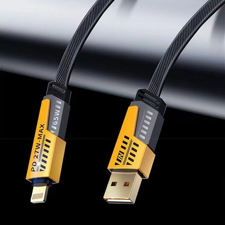 Illustrative image of the 4-in-1 fast charging cable's ability to power multiple devices simultaneously.