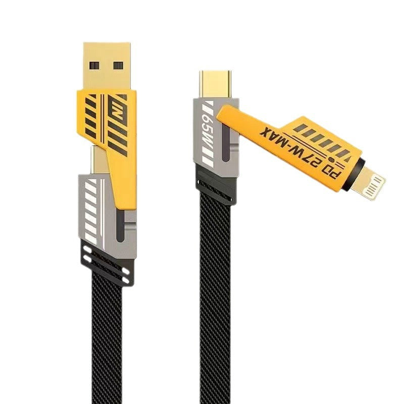 Ergonomic design of the connectors on the 65W USB fast charging cable, ensuring easy plug-in and out.