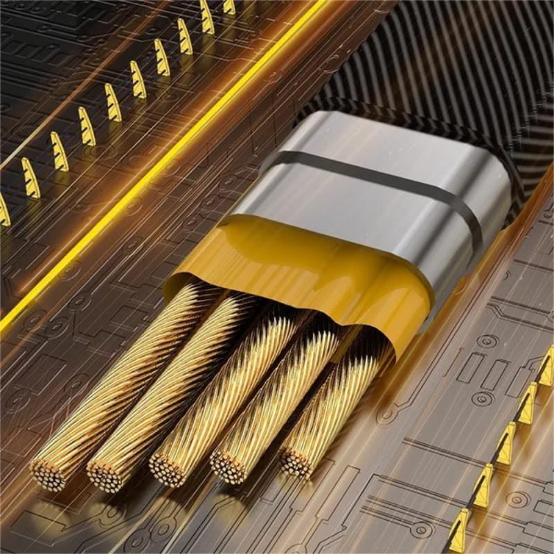 The 4-in-1 USB fast charging cable connected to a device, illustrating its high-speed power delivery.