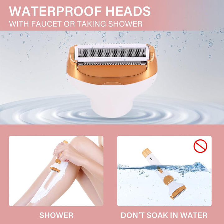 Four versatile attachments for the electric shaver, showing its multi-purpose trimming capabilities