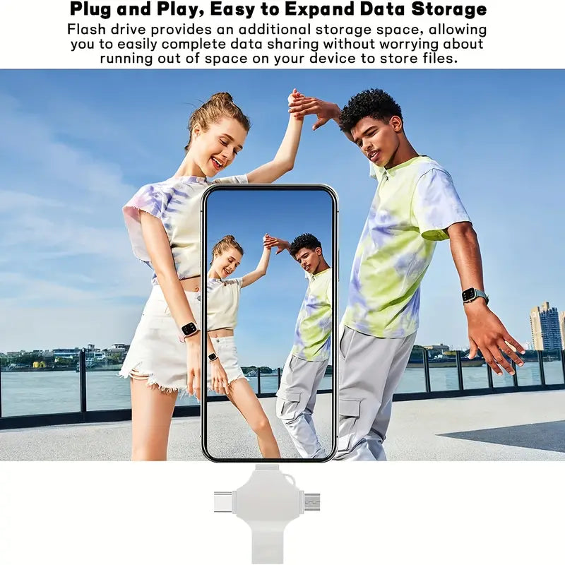 Unisex memory stick, USB 3.0 4-in-1 functionality with Type-C & Micro USB for all your storage needs