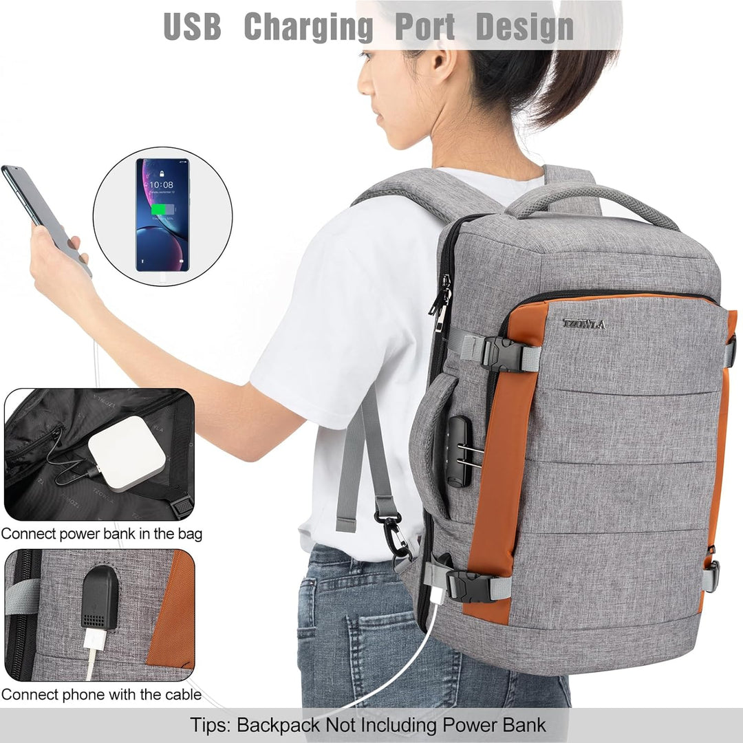 Unisex AeroPack 40L anti-theft travel backpack, water-resistant with USB charging for seamless trips.