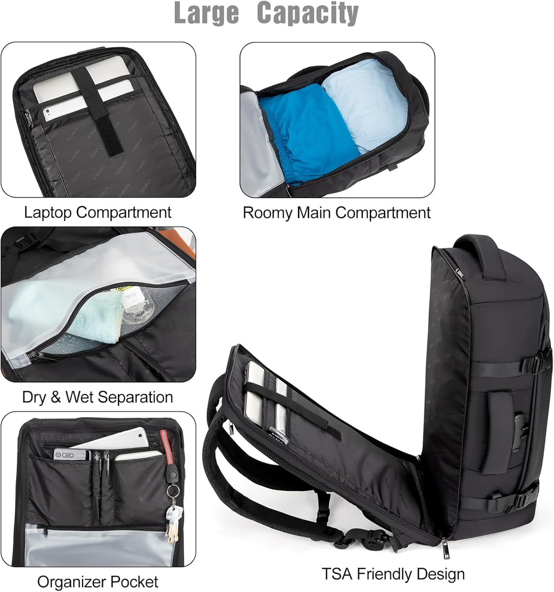 Essential 40L water-resistant laptop backpack with USB port, ideal for commuters, students, and travelers.