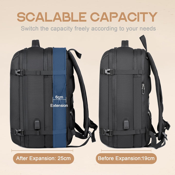 Expandable & waterproof 40L daypack/commuter bag, perfect for travel. Fits 17" laptop, has USB charging.