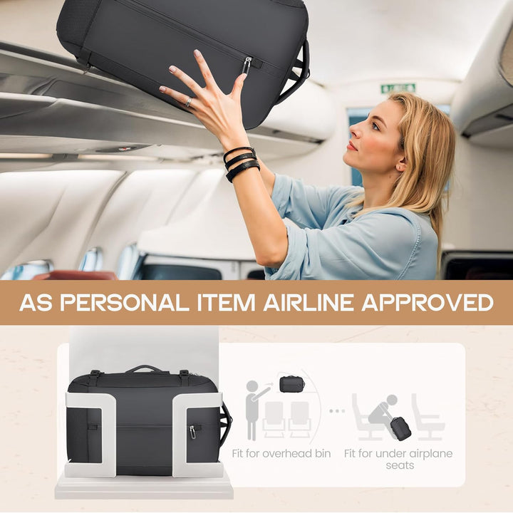 Versatile 40L unisex travel backpack: expandable carry-on, laptop bag, daypack. Waterproof for all trips.