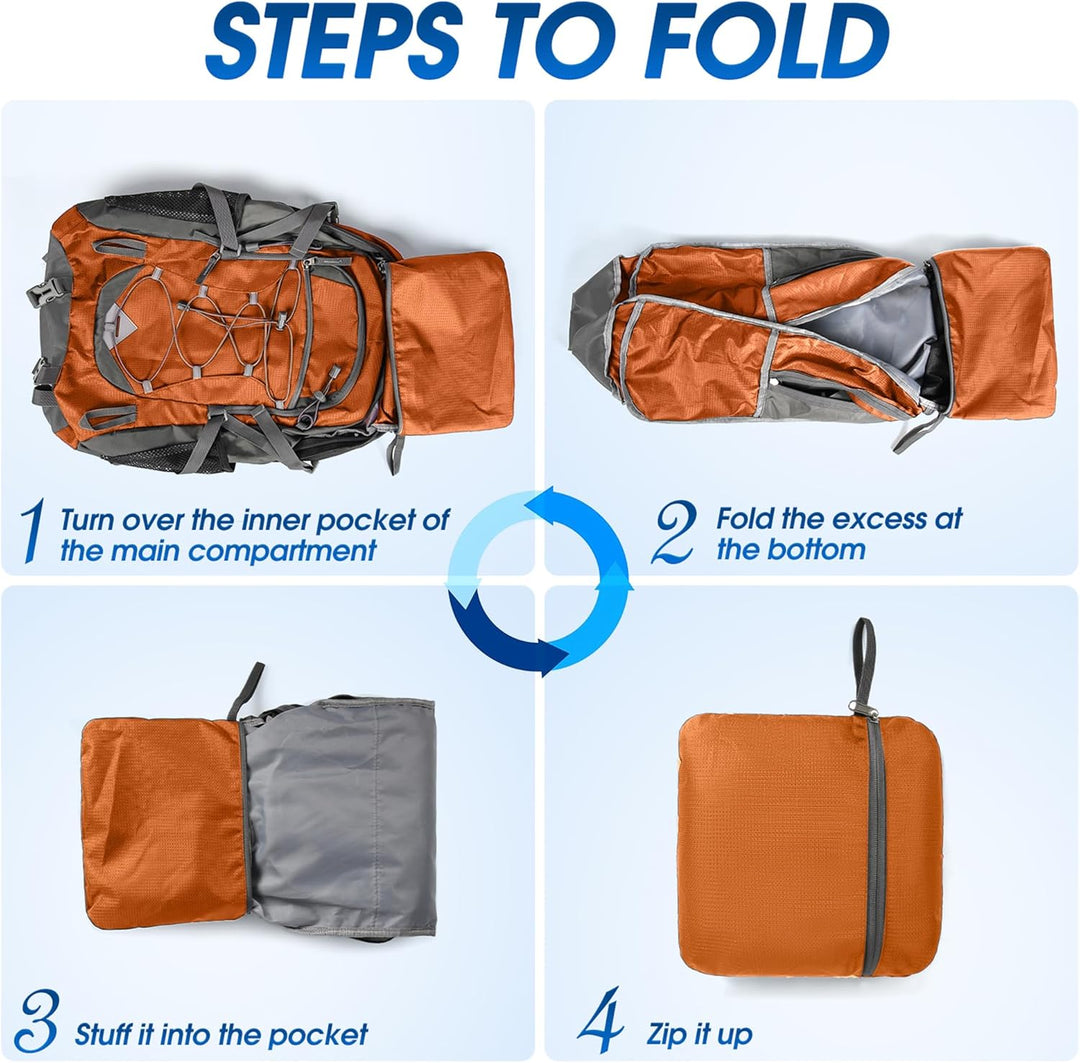 Rugged 40L waterproof hiking backpack, packable & ready for any terrain.