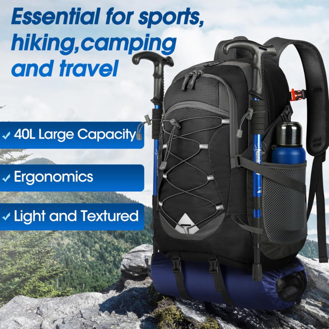 Durable 40L waterproof hiking backpack, perfect outdoor gear for hiking & camping trips.