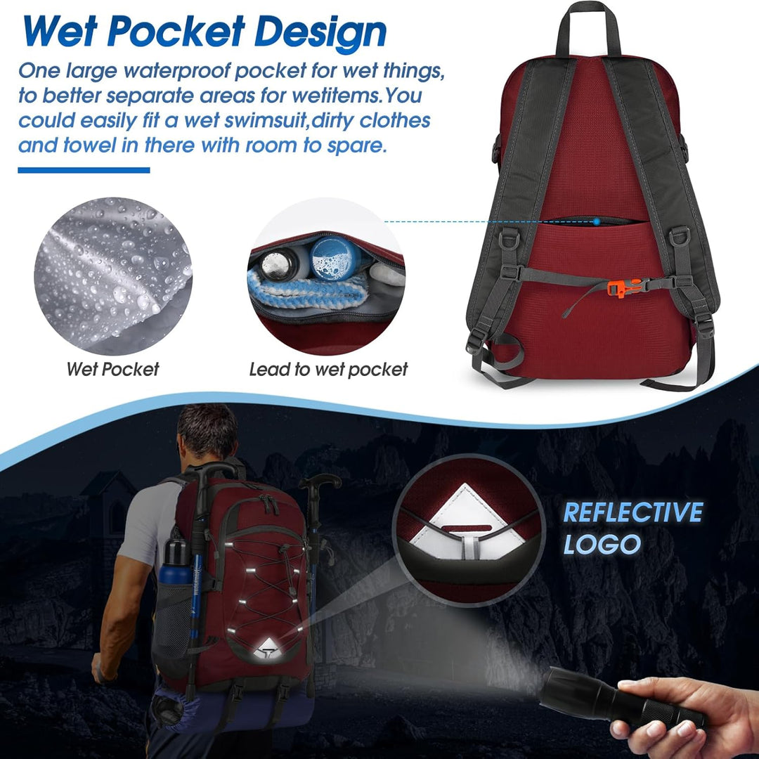 Packable 40L waterproof backpack, ideal unisex outdoor gear for travel & adventure.