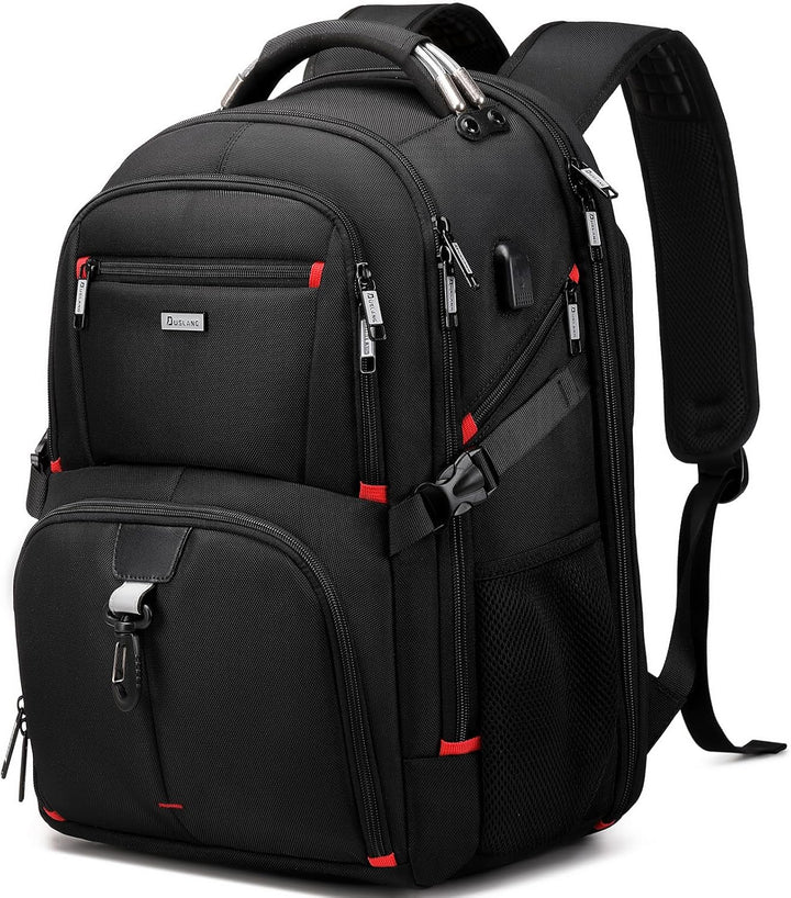 Water-resistant 50L travel backpack, durable for men & women, ideal for outdoor adventures and business.