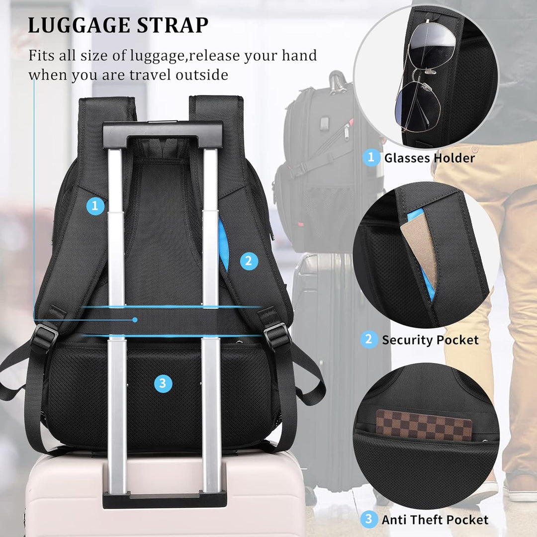 Versatile 50L carry-on travel laptop backpack with USB, water-resistant, great for students & commuters.