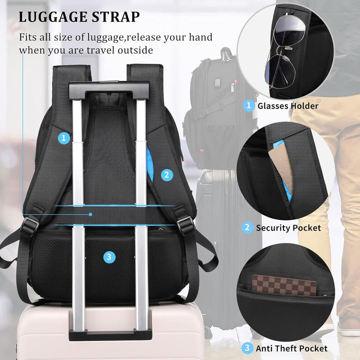 Versatile 50L carry-on travel laptop backpack with USB, water-resistant, great for students & commuters.