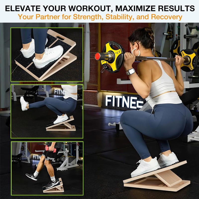Fitness accessory: Adjustable slanted board, strengthening legs and improving coordination