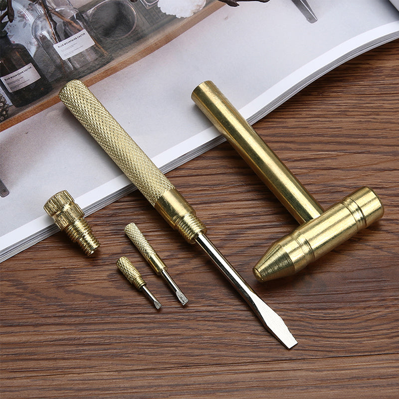 Versatile mini hammer with several interchangeable tips for precision work, unisex design