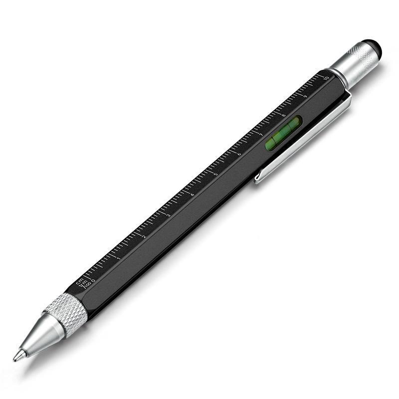 Stylish aluminum multi-tool pen, combining writing, measuring, and fixing functions. Versatile hand tool.