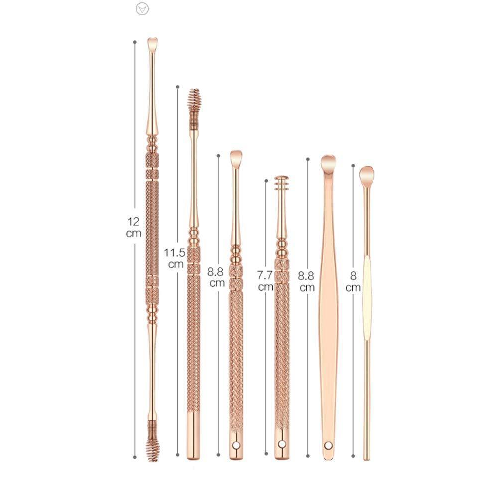 Complete set of 6 stainless steel ear picks for thorough and hygienic ear wax removal