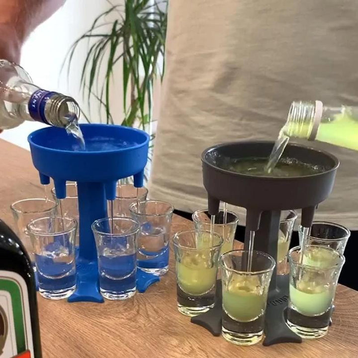Entertaining made easy with this 6-shot glass dispenser, a practical piece of drinkware.