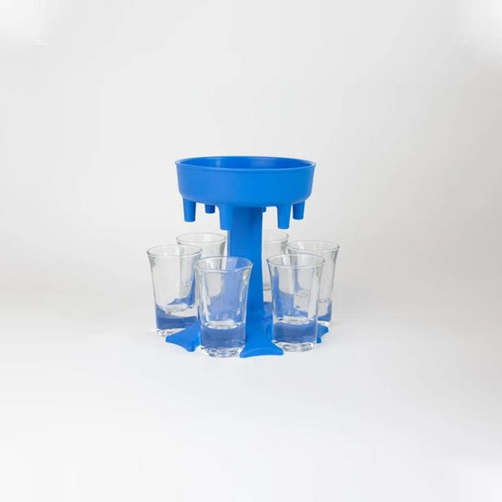 Efficient party supplies: 6-shot dispenser and holder, simplifying drink service for hosts.