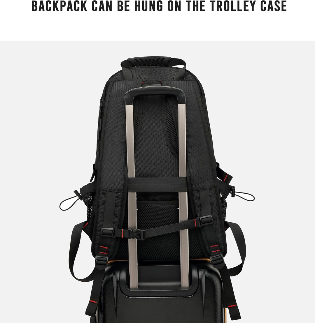 Waterproof 60L unisex travel backpack with USB, shoe compartment, perfect for large capacity carry-on.