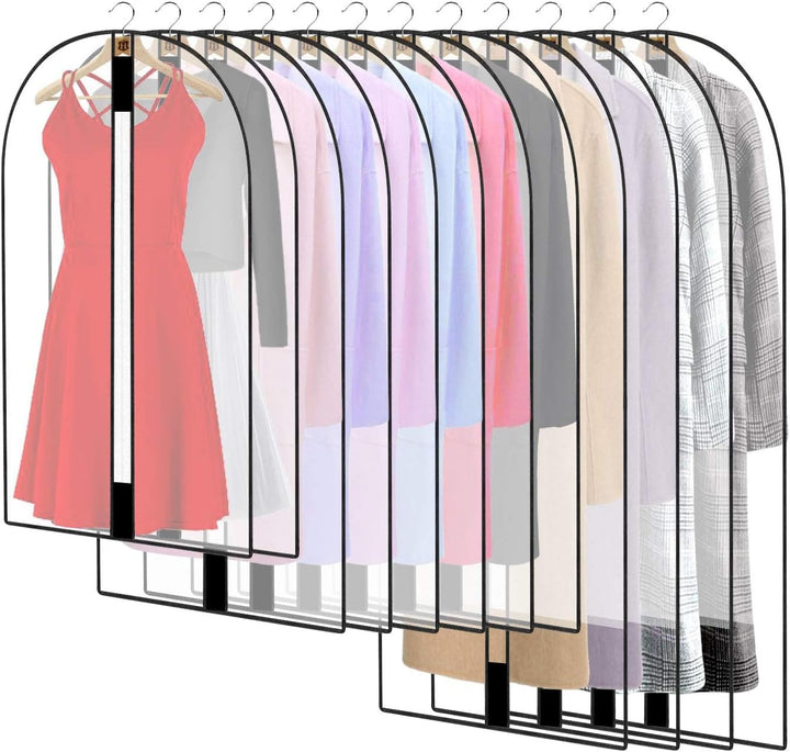 Extra-long 71-inch garment bag, black, for travel & long-term storage of suits, dresses, gowns.