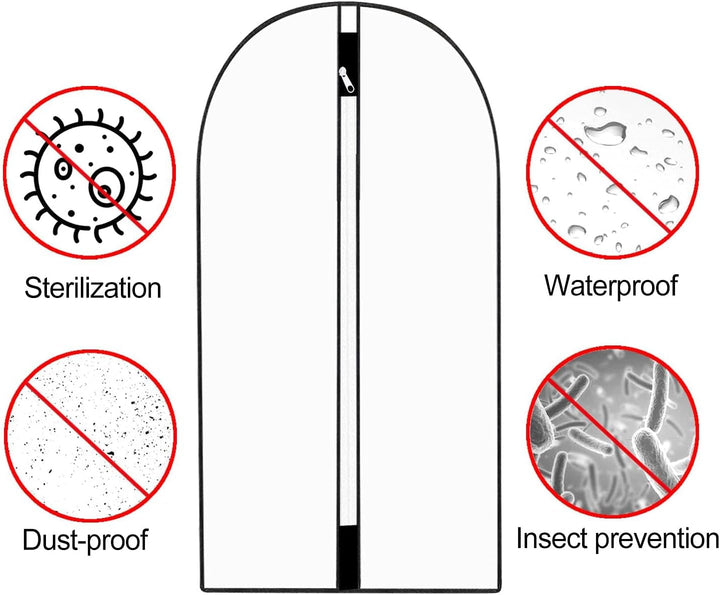 Breathable 71-inch long garment bag protects gowns, suits, & dresses. Closet & travel storage.
