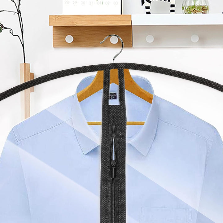 71-inch long garment bag for wardrobe organization. Unisex, ideal for suits, dresses, & gowns.