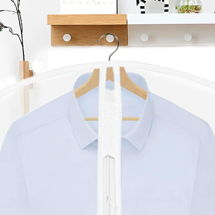 71" long garment travel bag. Breathable cover for dresses, suits, & gowns. Closet organization.