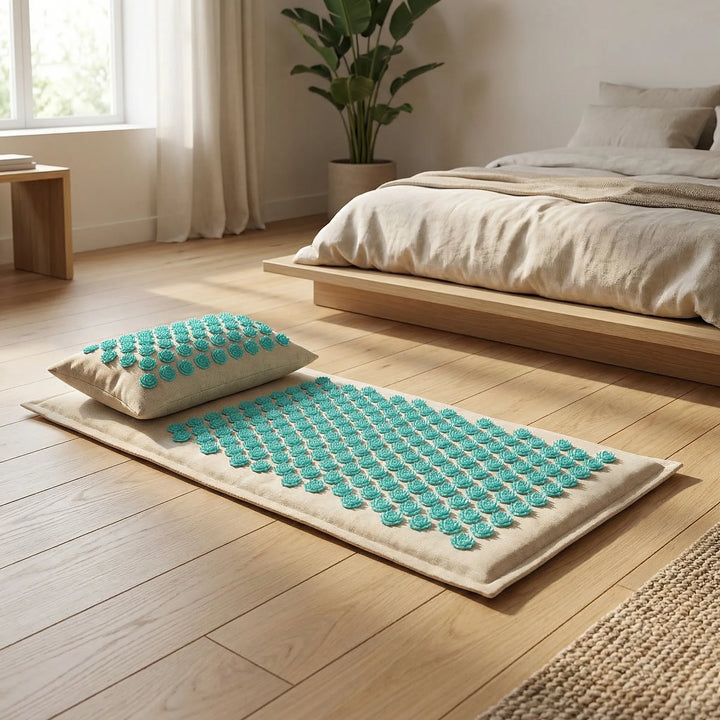 Unisex acupressure mat & pillow set for full body relaxation, stress relief, and home therapy.