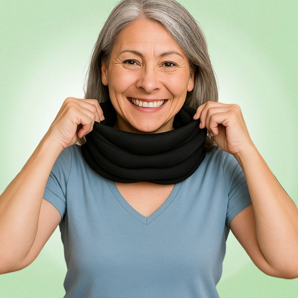 Adjustable neck collar for pain relief and posture correction, ideal for home use.