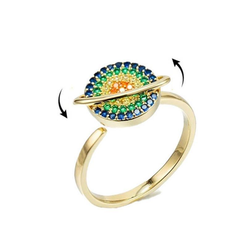 Gift box containing a unisex adjustable spinning galaxy fidget ring, an ideal present for anxiety relief and style