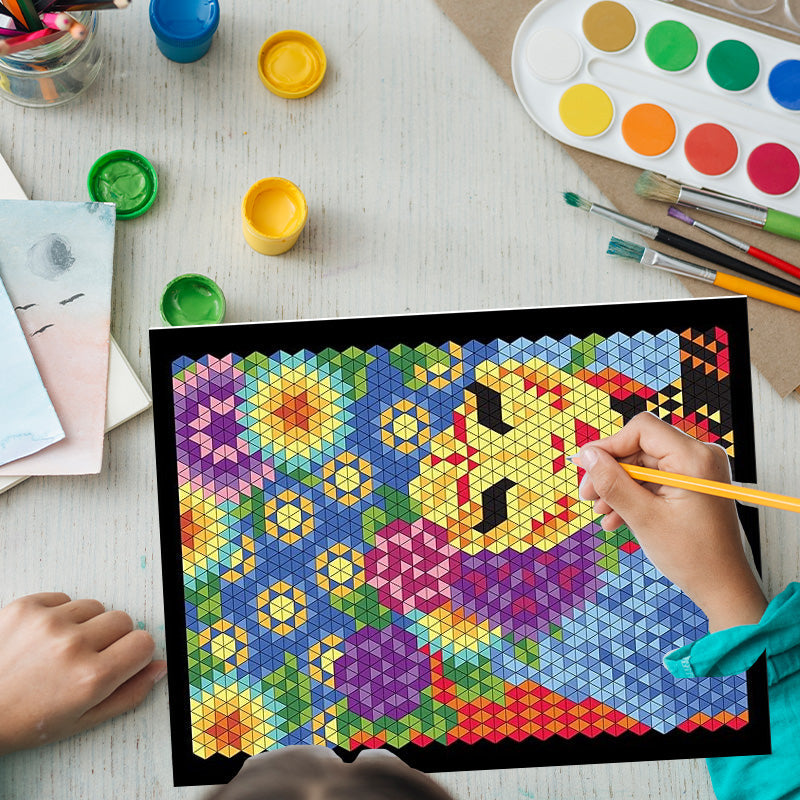 Stress-relief adult craft kit: Color by number book & multi-color marker pens