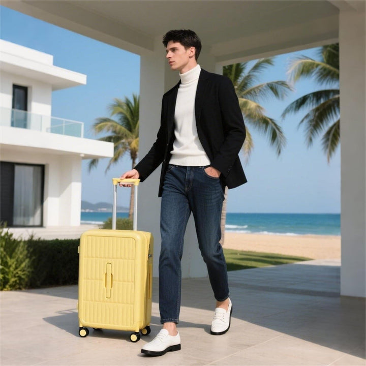 Unisex airline-approved 20" carry-on luggage with durable hardshell and spinner wheels.