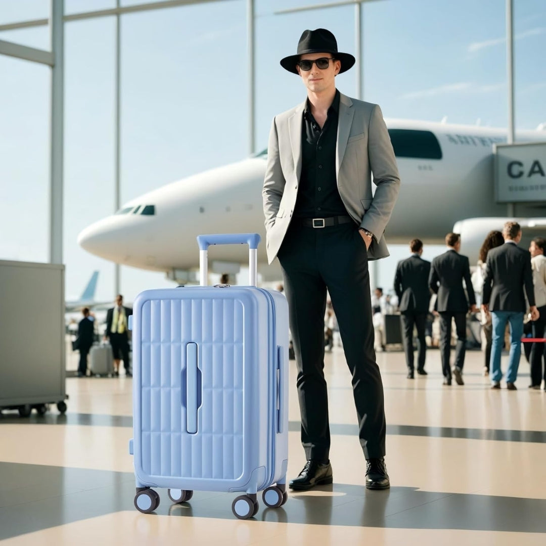 Lightweight 20" hardshell luggage, airline-approved carry-on for seamless airport navigation.